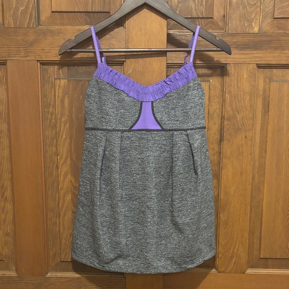 lululemon Gray and Purple Built in bra yoga top